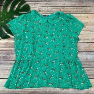Ixia 'leaps and boundless' gazelle deer peplum top